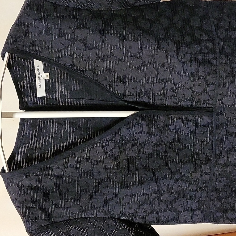 GERARD DAREL Short Sleeve Damask Shift Dress Black Size 36 FRANCE 🇫🇷